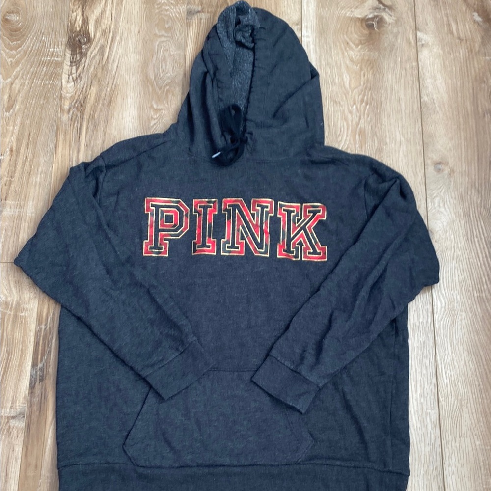 PINK Victoria's Secret Black Hoodie with Red Lettering